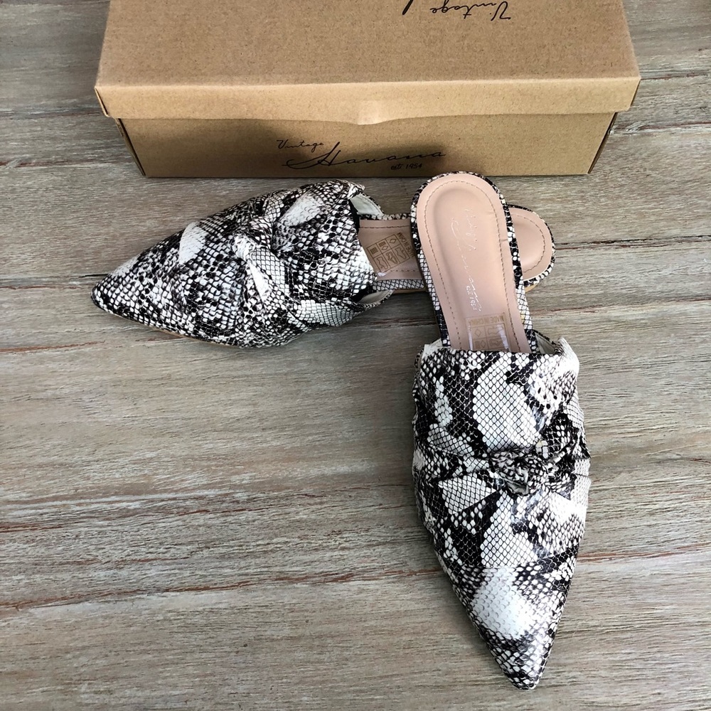 Snakeskin Knot Front Mules